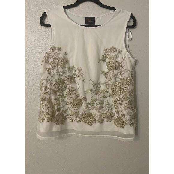 John Mayer Blouse Tank Top, Size L, JM Shirt, Tulle and Embroidered Flow… - Picture 1 of 1